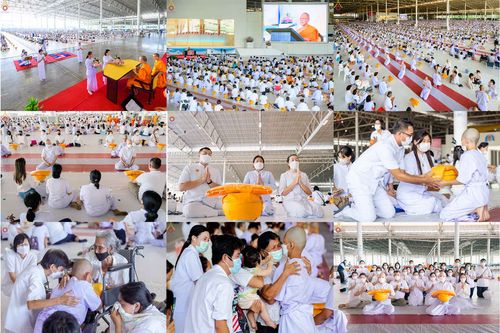 ภาพ No.79304:พิธีขอขมา มอบบาตรและผ้าไตร ในโครงการบรรพชาสามเณรฟื้นฟูพระพุทธศาสนาทั่วไทย โครงการอบรมยุวธรรมทายาท มัชฌิมธรรมทายาท และธรรมทายาทรุ่นอุดมศึกษา ณ สภาธรรมกายสากล วัดพระธรรมกาย วันเสาร์ที่ 1 เมษายน พ.ศ. 2566