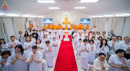 ภาพ No.62393:คณะศิษยานุศิษย์รวมใจสถาปนาและสมโภช ธรรมจักร เพื่ออัญเชิญประดิษฐาน ณ ยอดอุโบสถ 80 ปี หลวงพ่อธัมมชโย วัดพระธรรมกายนิวเจอร์ซี ประเทศสหรัฐอเมริกา  วันอาทิตย์ที่ 7 เมษายน พ.ศ. 2567