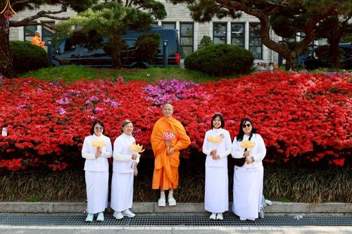 ภาพ No.229509:วันเสาร์ที่ 26 เมษายน พ.ศ. 2568 คณะพระภิกษุสามเณรในโครงการบรรพชาหมู่ 81 รูป  วัดภาวนาโซล ประเทศเกาหลีใต้ ได้ร่วมกับคณะสาธุชนคนไทยในเกาหลีใต้  ร่วมกันเดินขบวนอัญเชิญโคมดอกบัว  เพื่อบูชาแด่องค์สมเด็จพระสัมมาสัมพุทธเจ้า  ในงานเทศกาลวิสาขบูชานานาชาติ ประจำปี