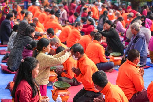 พิธีตัดปอยผมและแห่นาคธรรมทายาท ในโครงการบรรพชา 1,250 รูป ณ แดนประสูติ สวนลุมพินี ประเทศเนปาล วันที่ 2 มีนาคม พ.ศ. 2567