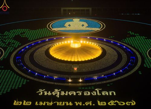 ภาพ No.59860:คณะสงฆ์และสาธุชนร่วมใจกัน สวดมนต์บทธัมมจักกัปปวัตนสูตร ครบ 6,315,808,080 จบ และจุดประทีปแปรอักษร ถวายเป็นพุทธบูชา เนื่องในวาระ "ฉลองอายุวัฒนมงคล 80 ปี หลวงพ่อธัมมชโย" ณ ลานธรรม มหารัตนวิหารคด วัดพระธรรมกาย