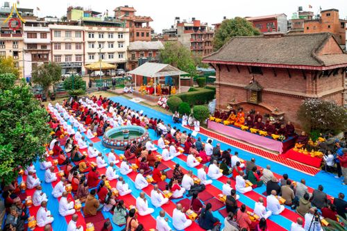 ภาพ No.209752:วันที่ 28 กุมภาพันธ์ พ.ศ.2568 พิธีเปิดโครงการบวชสามเณร พิธีถวายไทยธรรม พิธีขอขมามอบผ้าไตร  ณ เมืองปาตัน ประเทศเนปาล