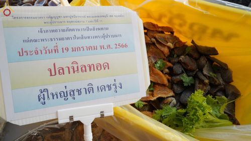 ภาพ No.72533:พิธีถวายภัตตาหารเป็นสังฆทาน แด่คณะพระธรรมยาตราฯ ในโครงการธรรมยาตรากตัญญูบูชา มหาปูชนียาจารย์ พระมงคลเทพมุนี(สด จนฺทสโร) พระผู้ปราบมาร อนุสรณ์สถาน 7 แห่ง ปีที่ 11 วันที่ 19 มกราคม พ.ศ. 2566