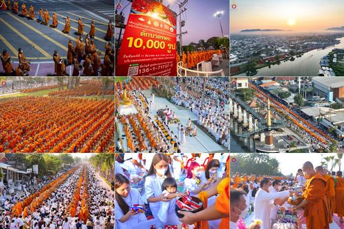 ภาพ No.101768:ตักบาตรพระ 10,000 รูป เติมบุญให้แผ่นดิน เนื่องในโอกาส 192 ปี จังหวัดกาญจนบุรี หนึ่งในโครงการตักบาตรพระ 2,000,000 รูป  77 จังหวัดทุกวัดทั่วไทย วันจันทร์ที่ 11 ธันวาคม พ.ศ. 2566 บริเวณถนนสองแคว (SKY WALK) เมืองกาญจนบุรี