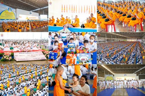 ภาพ No.215142:วันอาทิตย์ต้นเดือนที่ 6 เมษายน พ.ศ. 2568 พิธีตักบาตรข้าวสารอาหารแห้ง ณ บ้านแก้วเรือนทองคุณยาย สภาธรรมกายสากล วัดพระธรรมกาย