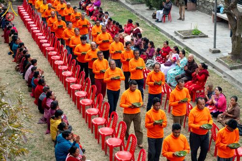 ภาพ No.209817:วันที่ 28 กุมภาพันธ์ พ.ศ.2568 พิธีเปิดโครงการบวชสามเณร พิธีถวายไทยธรรม พิธีขอขมามอบผ้าไตร  ณ เมืองปาตัน ประเทศเนปาล