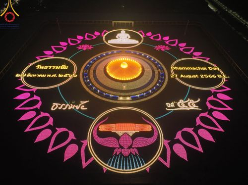 ภาพ No.86495:วันธรรมชัย ปีที่ 55 พิธีทอดผ้าป่ากฐินสมทบครั้งที่1, พิธีเจริญพุทธมนต์ ลูกนิมิตมหาสมบัติฯ พิธีจุดประทีป,พิธีฉลองชัยสวดมนต์บทธัมมจักกัปปวัตนสูตร วันอาทิตย์ที่ 27 สิงหาคม พ.ศ.2566 ณ สภาธรรมกายสากล / มหารัตนวิหารคด วัดพระธรรมกาย
