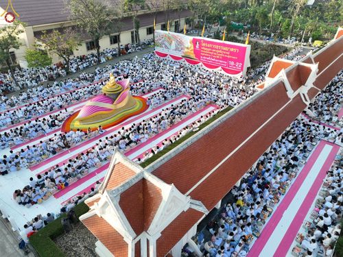 ภาพ No.73570:พิธีตักบาตรพระธรรมยาตราฯ ในโครงการธรรมยาตรากตัญญูบูชา มหาปูชนียาจารย์ พระมงคลเทพมุนี(สด จนฺทสโร) พระผู้ปราบมาร ปีที่ 11 ณ อนุสรณ์สถานลำดับที่ 4 สถานที่เกิดด้วยกายธรรม วัดโบสถ์ (บน) บางคูเวียง อ.บางกรวย จ.นนทบุรี วันที่ 22 มกราคม พ.ศ. 2566