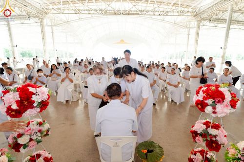 ภาพ No.223208:วันที่ 2 -10 พฤษภาคม พ.ศ. 2568 พิธีตัดปอยผม ปลงผม พิธีขอขมาลาอุปสมบทอุทิศชีวิต ของอุบาสก พิสิทธิ์ หมื่นแกล้ว  ณ วัดพระธรรมกาย