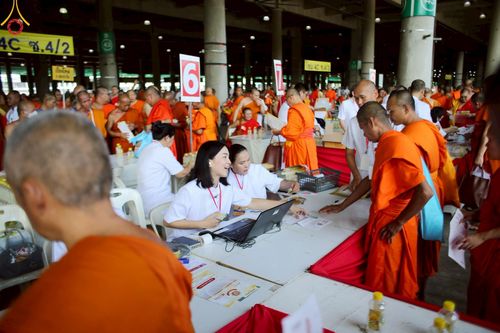 ภาพ No.219314:บรรยากาศการเดินทางเข้าวัดพระธรรมกาย , การต้อนรับปฏิสันถาร , การฉันภัตตาหารเช้า , การลงทะเบียนพระสังฆาธิการ  เนื่องในวันคุ้มครองโลก พิธีถวายมหาสังฆทานคณะสงฆ์ 40,000 กว่าวัดทั่วประเทศ ณ วัดพระธรรมกาย