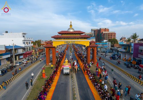 ภาพ No.132060:พิธีต้อนรับ พระ-สามเณร ธรรมยาตรา ในโครงการบรรพชา 1,250 รูป ณ แดนประสูติ สวนลุมพินี ประเทศเนปาล วันที่ 16-17 มีนาคม พ.ศ. 2567