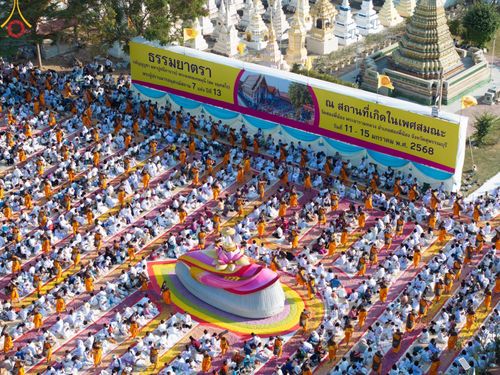 ภาพ No.193384:พิธีต้อนรับพระธรรมยาตรา ณ อนุสรณ์สถาน สถานที่เกิดในเพศสมณะ วัดสองพี่น้อง อำเภอสองพี่น้อง จังหวัดสุพรรณบุรี ในโครงการธรรมยาตรา กตัญญูบูชา มหาปูชนียาจารย์ พระมงคลเทพมุนี(สด จนฺทสโร) พระผู้ปราบมาร อนุสรณ์สถาน 7 แห่ง ปีที่ 13 วันที่ 11 มกราคม พ.ศ. 2568