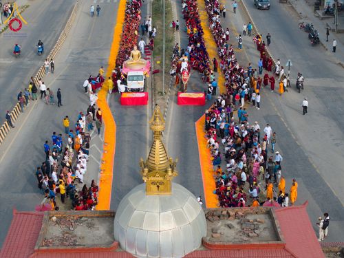 ภาพ No.132042:พิธีต้อนรับ พระ-สามเณร ธรรมยาตรา ในโครงการบรรพชา 1,250 รูป ณ แดนประสูติ สวนลุมพินี ประเทศเนปาล วันที่ 16-17 มีนาคม พ.ศ. 2567