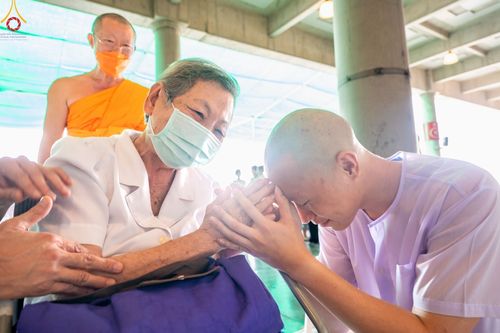 ภาพ No.82522:พิธีปลงผมนาคธรรมทายาท ในโครงการธรรมทายาทระดับอุดมศึกษา รุ่นที่ 50 ภาคฤดูฝน ในวันที่ 10 มิถุนายน พ.ศ. 2566 ณ วัดพระธรรมกาย