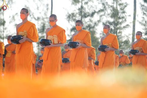 ภาพ No.70589:พิธีตักบาตรพระธรรมยาตราฯ ในโครงการธรรมยาตรากตัญญูบูชา มหาปูชนียาจารย์ พระมงคลเทพมุนี(สด จนฺทสโร) พระผู้ปราบมาร ปีที่ 11 ณ อนุสรณ์สถานลำดับที่ 2 สถานที่ตั้งมโนปณิธานบวชตลอดชีวิต อนุสรณ์สถานคลองบางนางแท่น อ.สามพราน จ.นครปฐม วันที่ 14 มกราคม พ.ศ. 2566